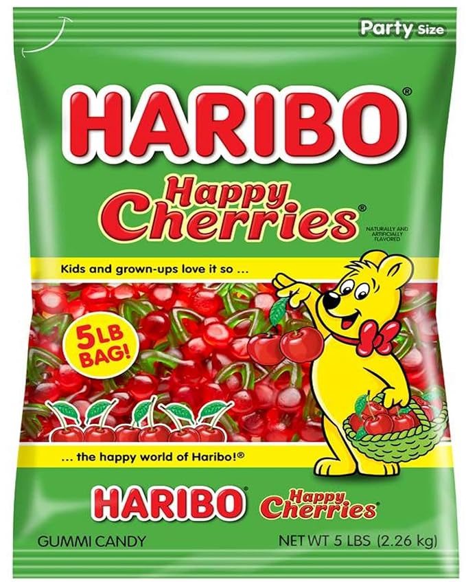 Haribo Gummi Candy, Happy Cherries, 5- Pound Bag