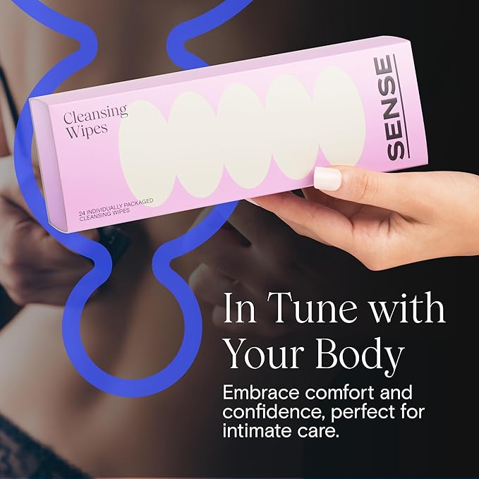 Sense Cleansing Wipes (24 Pack) Individually Wrapped pH Balance Wipes for Women - Made in the USA, Flushable Wipe, On-The-Go Before and After Freshness Intimate Wipe, Feminine Care