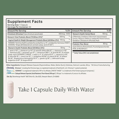 Stonehenge Health Biotics for Women Probiotic 70 Billion CFU, 24 Strains + Prebiotic Fiber, Weight Management, Focus & Mood, Digestive, Vaginal & Immune Support, Non-GMO, 30 Delayed-Release Veg Caps
