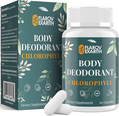 Women's Body Deodorizing Supplement – Chlorophyll Capsules for Body Odor, Fresh Breath & Gut Detox, for Social Confidence – Vegan with Matcha Green Tea, Apple Cider Vinegar (60 Caps)