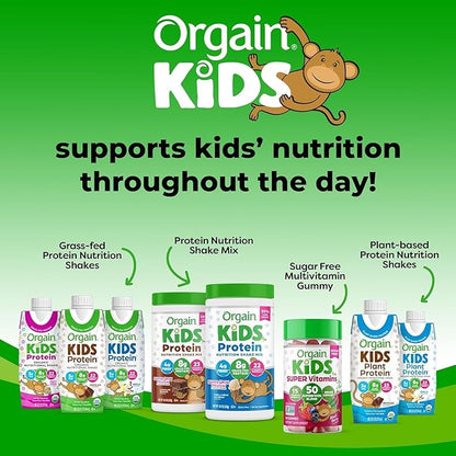 Orgain Organic Kids Nutritional Vegan Protein Shake, Chocolate - Healthy Kids Snacks, 8g Plant Protein, 23 Vitamins & Minerals, 3g Fiber, No Dairy & Soy, Non-GMO, 8 Fl Oz (12 Pack) Package May Vary