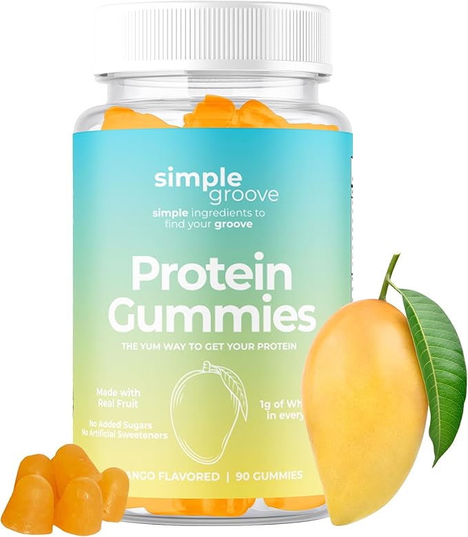 simple groove Protein Gummies|1g Whey Protein per Gummy | 90 Count | Healthy Snacks | Essential Amino Acids | Healthy Gummy Candy | Gummies for Women Men Kids