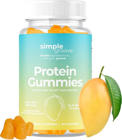 simple groove Protein Gummies|1g Whey Protein per Gummy | 90 Count | Healthy Snacks | Essential Amino Acids | Healthy Gummy Candy | Gummies for Women Men Kids