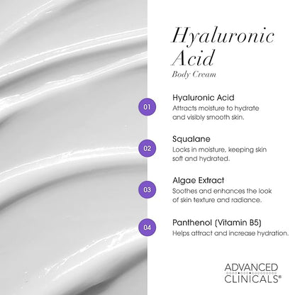 Advanced Clinicals Hyaluronic Acid Moisturzier + Brightening Vitamin C Cream 2pc Skincare Set For Women & Men | Face Moisturizer & Body Cream Helps Improve Look Of Crepey Skin & Uneven Skin Tone, 2pc