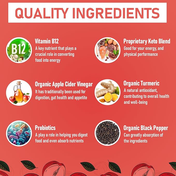 Apple Cider Vinegar Gummies, Max Strength 2000mg ACV Gummy with Probiotics, B12 and Keto Support, For Digestion, Metabolism, Detox, Gut & Immune Health, Gelatin-Free, Non-GMO, 180 keto acv gummies