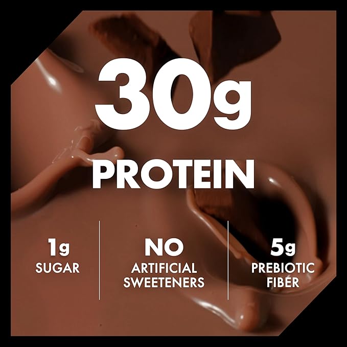 Oikos Protein Shake,Chocolate,30g High Protein Drinks,Shelf Stable,Ready to Drink,5g Prebiotic Fiber,12 fl oz Bottle,,(Pack of 24)