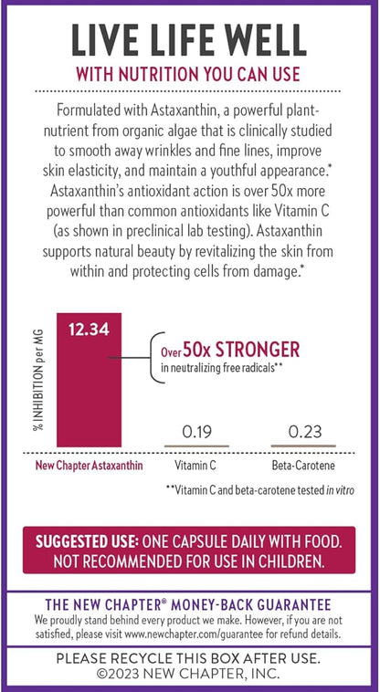 New Chapter Biotin Supplement, Vegan Hair Skin and Nails Vitamins with Fermented Biotin + Astaxanthin - 60 Count