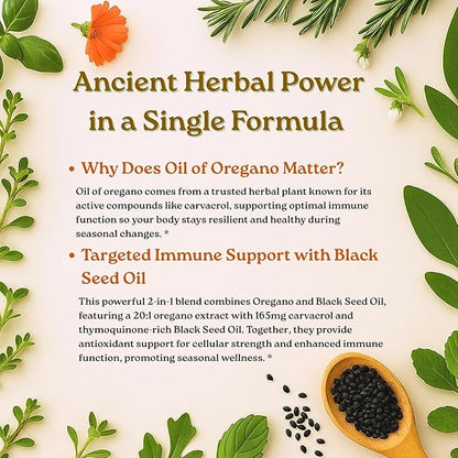 Micro Ingredients Oil of Oregano Softgels, 150 Count | 2 in 1 Formulated with Black Seed Oil | 4X Strength Carvacrol & Thymoquinone | Plant Based, Non-GMO