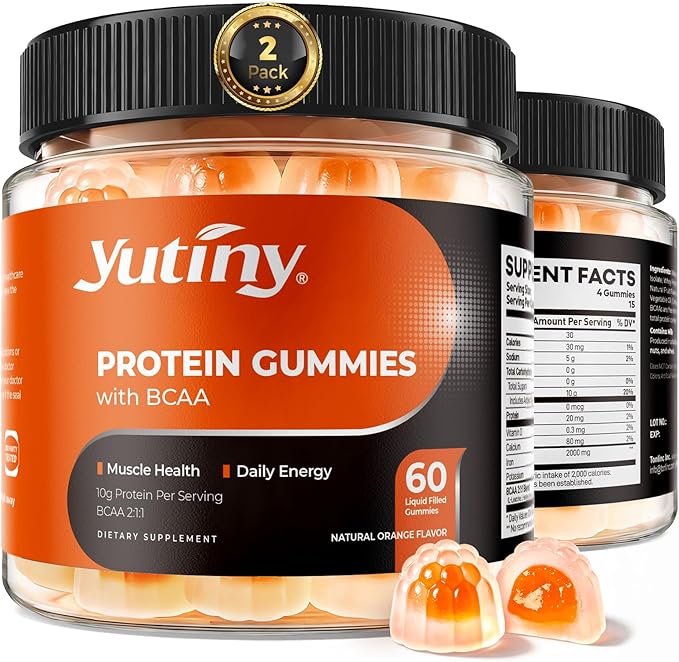Whey Protein Gummies with BCAA 2:1:1, 10g Protein per Serving for Men & Women, Low Calorie, Sugar Free, Orange Flavor, 120 Count