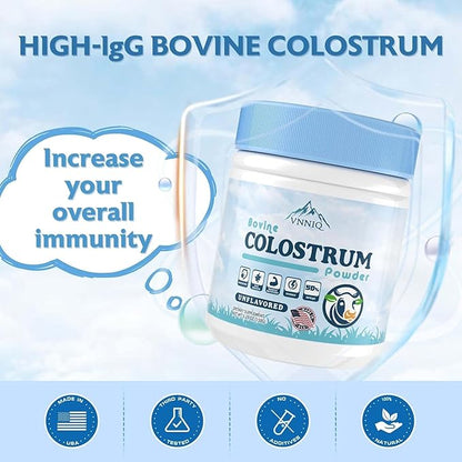Bovine Colostrum Powder Supplements, 3000mg IgG, Grass-Fed Orgainc Freeze Dried Colostrum for Women & Men | Supports Gut Health, Hair Health, Immune Defense & Muscle Recovery, Unflavored, 50 Servings