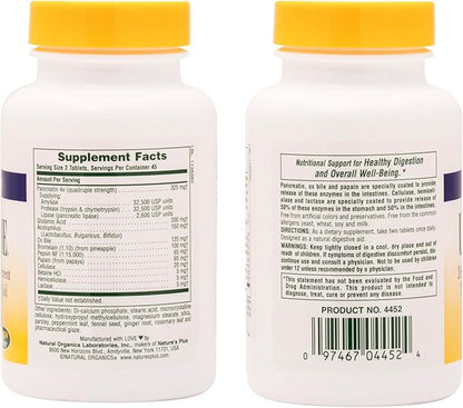 NaturesPlus Ultra-Zyme - 90 Tablets - Enzyme Supplement to Support Healthy Digestion - Gluten Free - 45 Servings