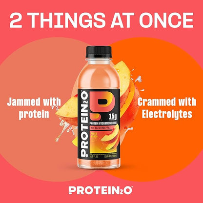 Protein2o 15g Whey Protein Infused Water,Peach Mango,16.9 Oz Bottle,(Pack of 24)
