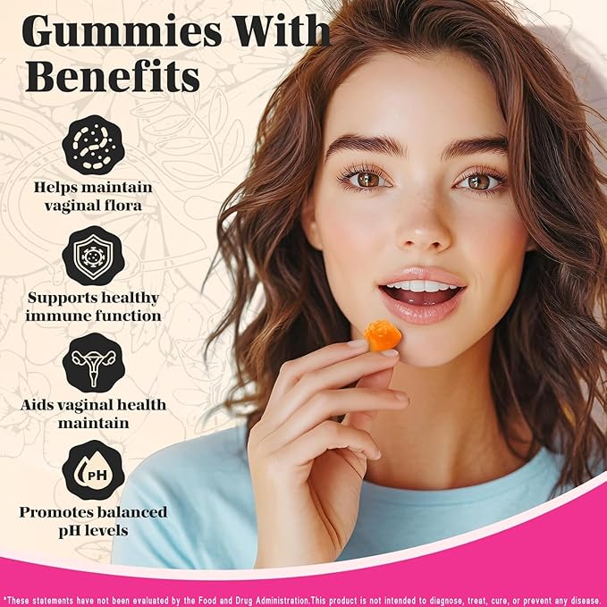 Premium Feminine Balance Gummies - for Women’s Health & Wellness - Immune Support - Vegan, Gluten-Free - Hawaiian Pineapple - 60 Gummies - 30 Servings