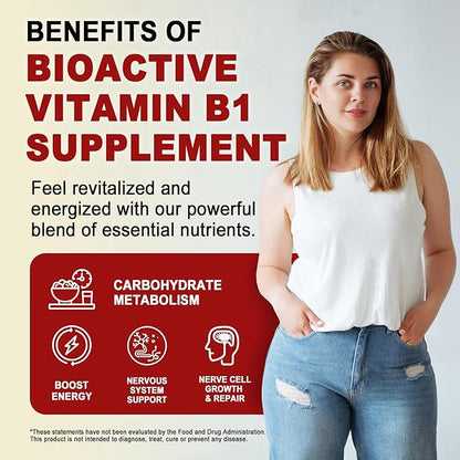 Vitamin B1(Benfotiamine) Gummies 500mg – B1 B6 B12 Vitamins with Magnesium for Energy Metabolism, Healthy Nervous System – Chewable B Complex for Adults & Kids - Vegan, Sugar Free, 120 Ct