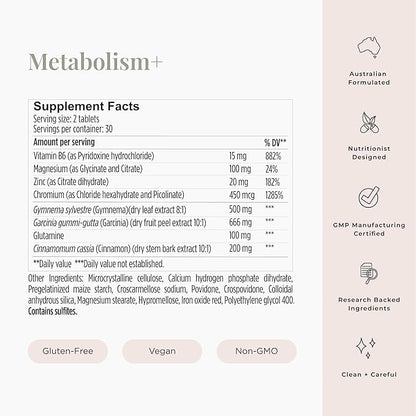 JSHealth Metabolism Supplement. Chromium for Healthy Blood Sugar and Cravings Support. with Zinc, Magnesium, Cinnamon, Gymnema. By Nutritionist Jessica Sepel (60 Tablets)