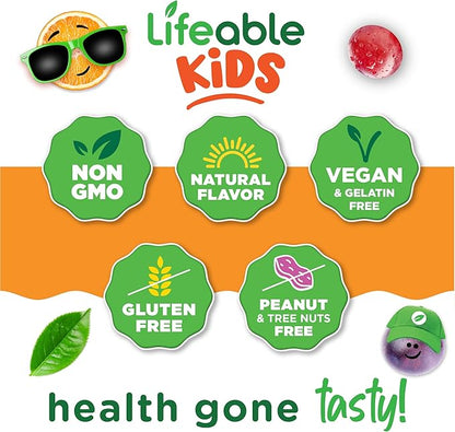 Lifeable Omega 3 for Kids Gummies | with Vegan DHA Supplement | Kids Omega 3 Fish Oil Alternative from Plant Based Flaxseed Oil | Great Tasting Supplement | 60 Gummies