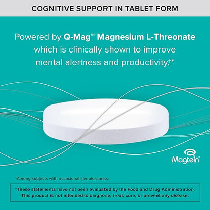 Qunol Q-Mag Magnesium L-Threonate Tablets, 2000mg of Magtein to Help Support Cognitive Performance, Improve Mental Alertness & Productivity, Supports Restful Sleep, High Absorption, 60 Count