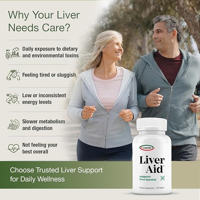 Liverite Liver Aid 120 Tablets, Supports Healthy Liver Function, Cleansing, Energy & Daily Wellness