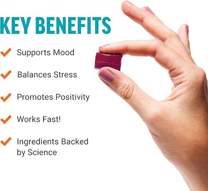 FORCE FACTOR Happy Mood, Mood Support and Mood Balance Supplement to Support Happiness, Positivity, and Stress, Made with Magnesium, Saffron, Zembrin, Non-GMO, Tropical Fruit Flavor, 30 Soft Chews