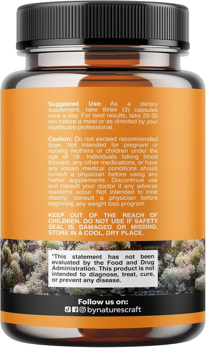 Natures Craft Irish Sea Moss Capsules - Sea Moss Pills with 2100mg Serving Superfood Complex with Bladderwrack Burdock Root and BioPerine for Immune Skin & Thyroid Support - Vegan Non-GMO - 90 Count