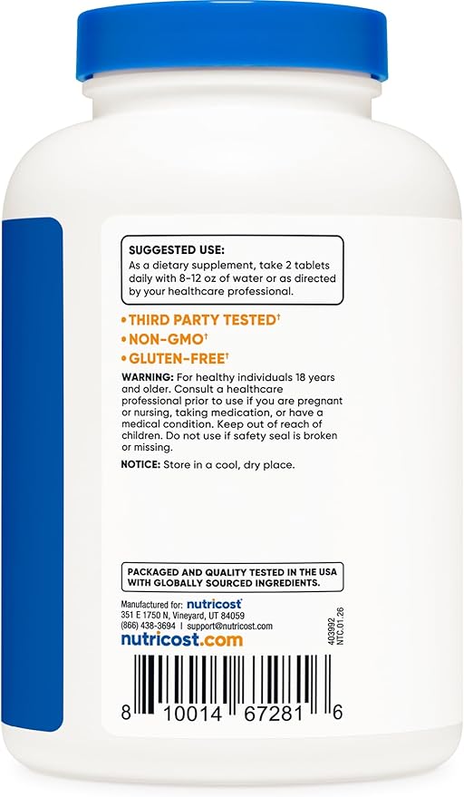 Nutricost Calcium with Vitamin D, 240 Tablets - Calcium (1200mg) Vitamin D (50mcg) Per Serving - Non-GMO, Gluten Free