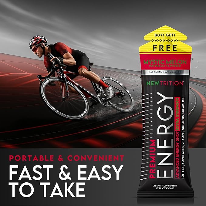 NewTrition® Extra Strength Energy Shots, 1.7 fl oz - 250mg Caffeine with Vitamin B & Amino Acids, Sugar-Free, Zero Calorie Vitamin Energy Drink for Focus & Endurance (Pack of 12, Mystic Melon)