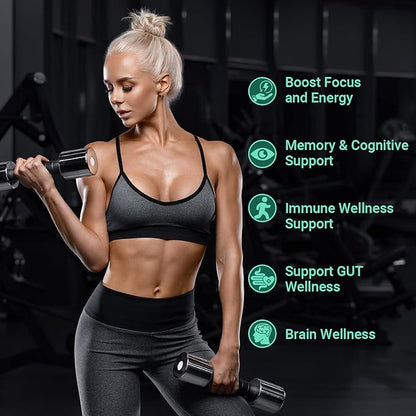 Ashwagandha Gummies - Lions Mane Gummies, Ashwagandha Lion's Mane Supplement with Shilajit, Sea Moss, Black Seed Oil for Adults - Energy, Cognitive & Immune Support