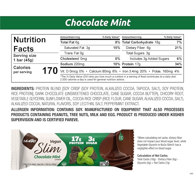 NuGo Slim 12ct Variety 16-17g Protein, 3g Sugar, High Fiber, Low Net Carb, Keto Friendly, Gluten Free