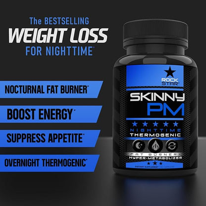 Rockstar Skinny PM - Nighttime Fat Burner Weight Loss Pills - Thermogenic Diet Pills 60ct