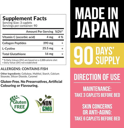 AFC Japan Collagen White Beauty with Marine Collagen Peptide, Glutathione, L-Cystine - 1.5X Better Absorption Than Other Collagen – Supports Skin Firmness & Radiance– 90 Days Supply