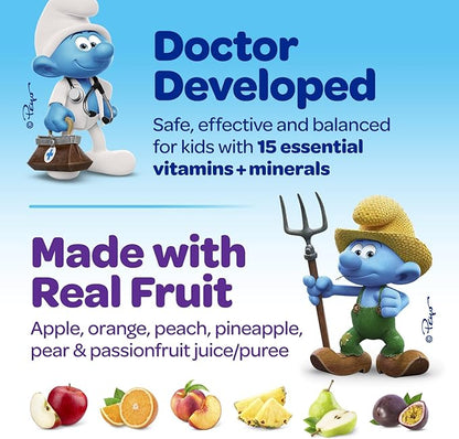 Smurfs Kids Multivitamin Gummies | Multivitamin Gummies for Kids with 15 Vitamins & Minerals | Made with Real Fruit | Doctor Developed | Non-GMO and No Artificial Flavors or Colors | 60 Gummies