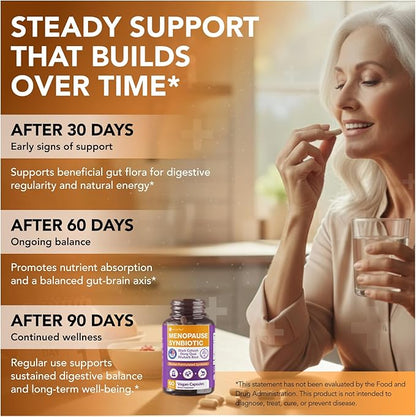 Complete Menopause Support Supplement for Women | Menopause Synbiotic with Black Cohosh, Dong Quai, Rhubarb Root | Helps Easing Hot Flashes, Night Sweats, Restful Sleep | 60 Capsules (Pack of 3)