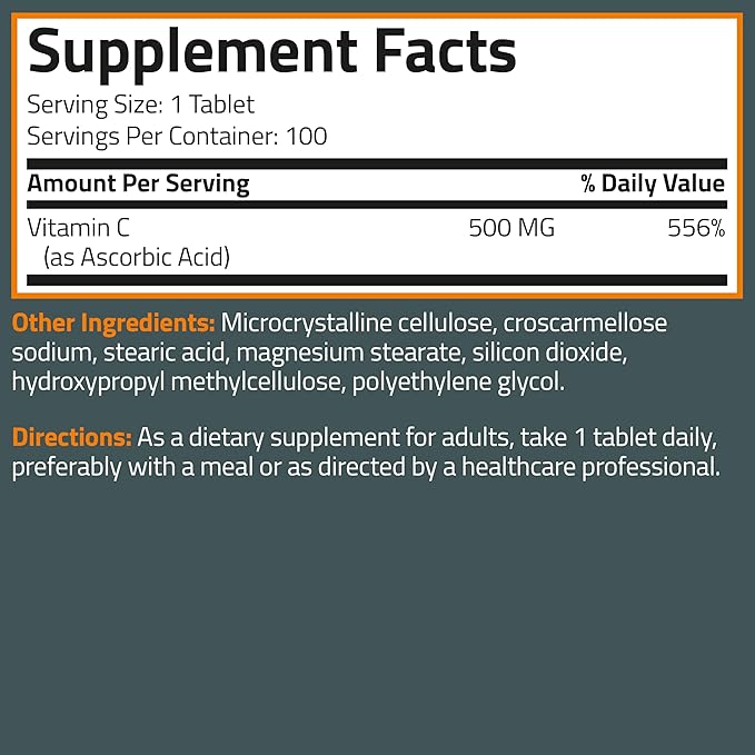 Bronson Vitamin C 500 MG Supports a Healthy Immune System & Antioxidant Protection, Non-GMO, 100 Vegetarian Tablets