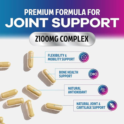 Glucosamine Chondroitin MSM Complex - 3X Strength Joint Support Supplement with Glucosamine Sulfate, Turmeric, Boswellia - For Cartilage, Mobility & Flexibility - Bottled in USA, 60 Capsules