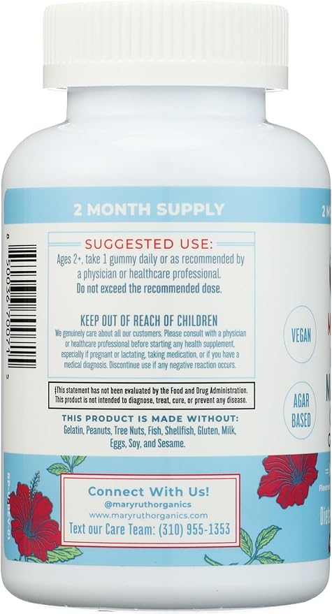 Kids Magnesium Citrate Gummies by MaryRuth's | 2 Month Supply | Sugar Free | Calm Magnesium Gummies for Kids 2+ | Bone Health | Calcium Absorption | Essential Mineral | Vegan | 60 Count