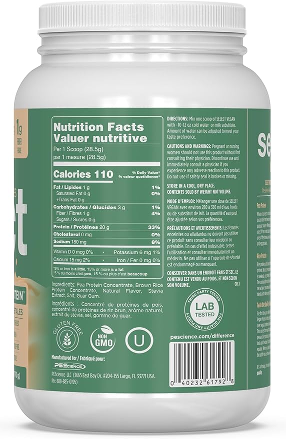 PEScience Select Vegan Protein Powder, Plant Based Protein Powder, Amazing Taste, Smooth Texture, Pea and Brown Rice Blend, Dairy Free, Lactose Free, Gluten Free - Pumpkin Pie, 27 Servings