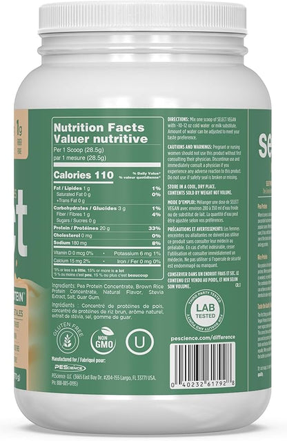 PEScience Select Vegan Protein Powder, Plant Based Protein Powder, Amazing Taste, Smooth Texture, Pea and Brown Rice Blend, Dairy Free, Lactose Free, Gluten Free - Pumpkin Pie, 27 Servings
