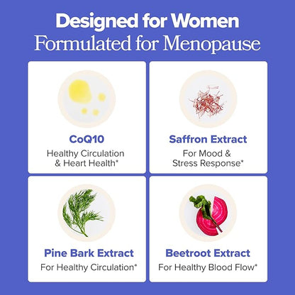 O Positiv MENO Heart + Blood Pressure Support Capsules – Daily Support for Healthy Circulation, Stress Management & Blood Pressure – with CoQ10, Beets, Pine Bark & Saffron – 30 Servings