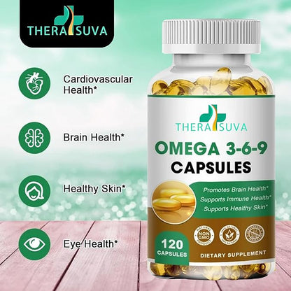 High-Potency Omega 3-6-9, 100% Vegan Sourced Natural Supplement for Heart and Joint Health, 2 Month Supply, 120 Softgels