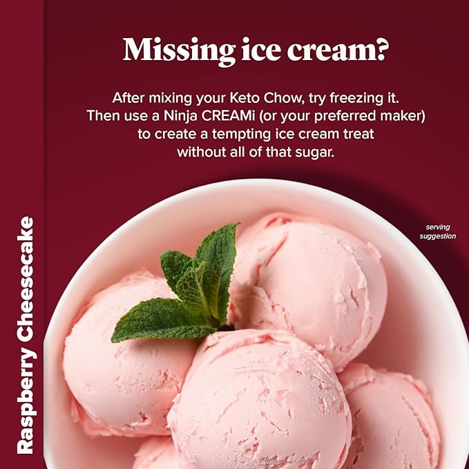 Keto Chow Raspberry Cheesecake | Keto Meal Replacement Shake Powder | Nutritionally Complete | Low Carb | Delicious Easy Meal Substitute | Protein Rich You Choose The Fat | Single Meal Sample