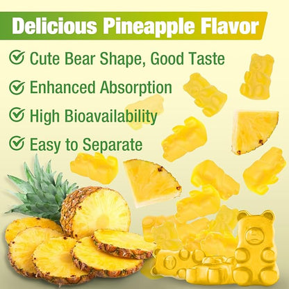 1500mg Potassium Citrate Gummies, Sugar-Free Potassium Supplement Gummies for Adults Women & Men, Support Leg Cramps & Electrolyte Balance, Vegan, Pineapple Flavor, 60 Count