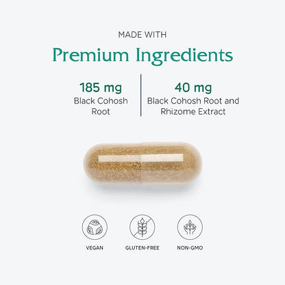 Vitanica Black Cohosh, Cimicifuga Extract Plus, Vegan, 60 Capsules