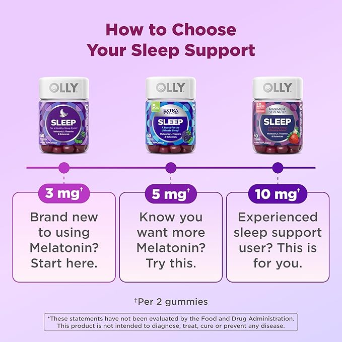 OLLY Extra Strength Sleep Gummy 5 mg Melatonin, L-Theanine, Chamomile, Lemon Balm Extracts, Sleep Aid, BlackBerry Flavor - 90 Count