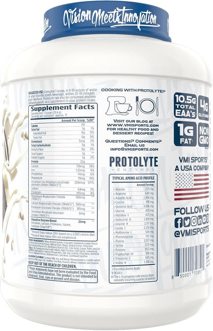VMI Sports | ProtoLyte Whey Isolate Protein Powder | Low Calorie Whey for Weight Loss and Muscle Gain | Digestive Enzymes | Non-GMO (4.6 lb, Milk and Cookies)