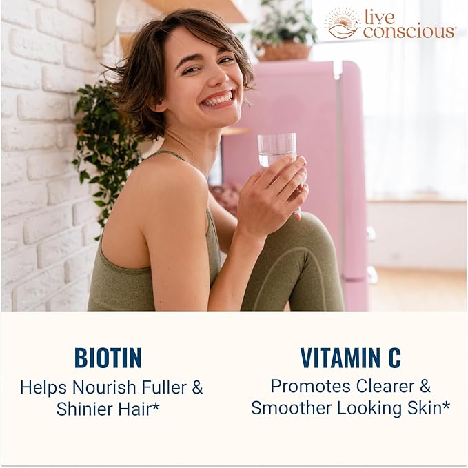 Live Conscious Beyond Collagen Multi Collagen Capsules - Types I, II, III, V & X | Hydrolyzed Blend with Biotin & Vitamin C for Hair, Skin, Nails 90 Capsules (4-Pack)