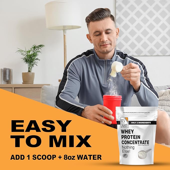 It's Just! - 100% Whey Protein Concentrate, GLP-1 Friendly, Made in USA, No RBST/rBGH Hormones, Premium WPC-80, No Added Flavors or Artificial Sweeteners (1.25 Pound, Unflavored)