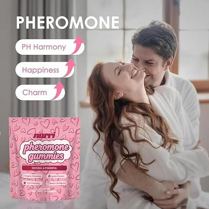 Gummies for Her, Gomitas De Feromonas para Mujer, with Slippery Elm, Supports Balance,Confidence & Social Vibe, Strawberry Flavor, 60 Gummies (1)