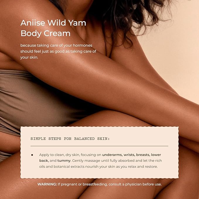 Aniise Wild Yam Cream – Balancing Moisturizer for Menopause, Perimenopause & PMS Support – Enriched with Shea Butter, Cocoa Butter & Vitamin E – Natural Herbal Formula for Women – 4 fl oz