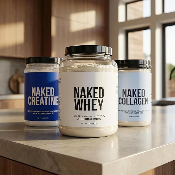 NAKED Whey 2LB 100% Grass Fed Whey Protein Powder - Only 1 Ingredient, Unflavored Whey Protein, NSF Certified, Undenatured, Gluten Free, Soy Free, No GMOs, No Preservatives