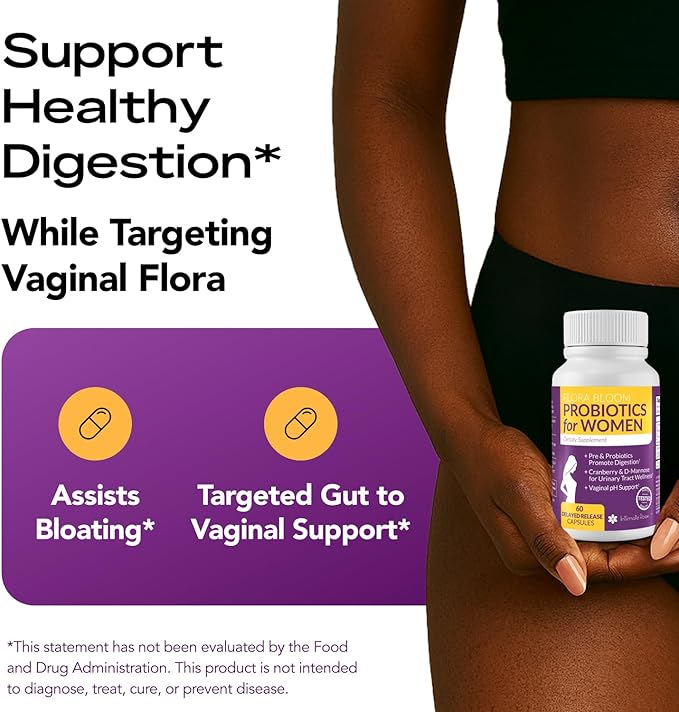 Complete Vaginal Probiotics for Women - w/Added Cranberry, D-mannose to Promote Urinary Tract, Bladder, Gut & Vaginal Health - pH Balance for Women - Support UTI, BV, YI - 60 Vegan Capsules